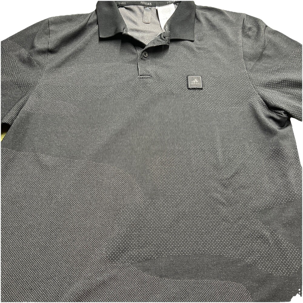 adidas golf black graphic tech shirt  Men’s Med Collar Logo Unusual Design